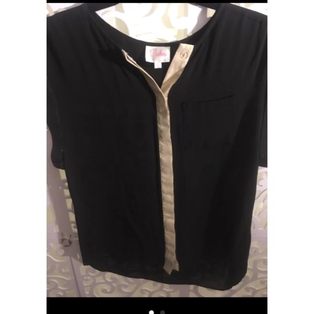 Parker silk top button down *black*